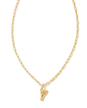 Load image into Gallery viewer, Kendra Scott Crystal Letter Short Pendant Necklace in Gold