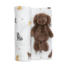 Load image into Gallery viewer, Lab Swaddle & Rattle Set