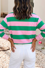 Load image into Gallery viewer, Holly Jolly Embroidered Stripe Sweatshirt