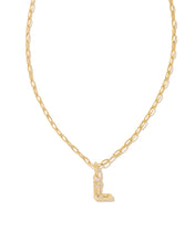 Load image into Gallery viewer, Kendra Scott Crystal Letter Short Pendant Necklace in Gold