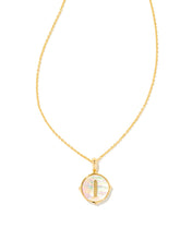 Load image into Gallery viewer, Kendra Scott Gold Letter Disc Pendant In Iridescent Abalone