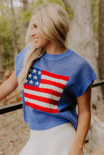 Load image into Gallery viewer, Flag Graphic Short Sleeve Sweater Top