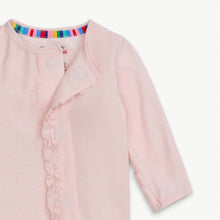 Load image into Gallery viewer, PIN DOT PINK RUFFLE PLACKET FOOTIE