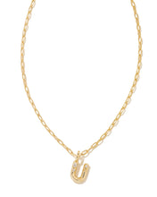 Load image into Gallery viewer, Kendra Scott Crystal Letter Short Pendant Necklace in Gold