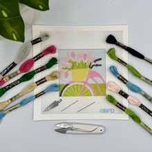 Load image into Gallery viewer, Bicycle with Pink Flowers Needlepoint Kit