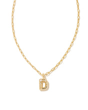 Load image into Gallery viewer, Kendra Scott Crystal Letter Short Pendant Necklace in Gold