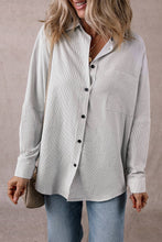 Load image into Gallery viewer, Stripe Roll-tab Sleeve Pocketed Long Shirt