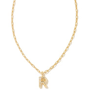 Load image into Gallery viewer, Kendra Scott Crystal Letter Short Pendant Necklace in Gold
