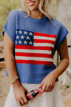 Load image into Gallery viewer, Flag Graphic Short Sleeve Sweater Top