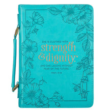 Load image into Gallery viewer, Teal Strength & Dignity Bible Cover