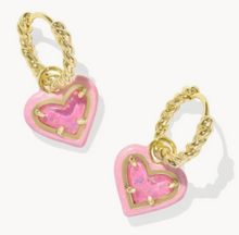 Load image into Gallery viewer, Kendra Scott Ari Heart Enamel Frame Huggie Earrings