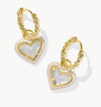 Load image into Gallery viewer, Kendra Scott Ari Heart Enamel Frame Huggie Earrings