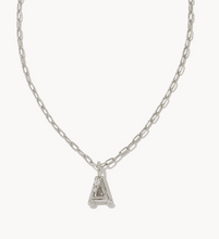 Load image into Gallery viewer, Kendra Scott Crystal Letter Short Pendant Necklace in Silver