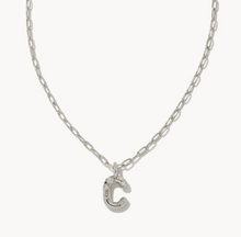 Load image into Gallery viewer, Kendra Scott Crystal Letter Short Pendant Necklace in Silver