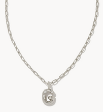 Load image into Gallery viewer, Kendra Scott Crystal Letter Short Pendant Necklace in Silver