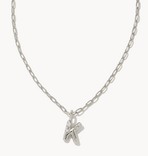 Load image into Gallery viewer, Kendra Scott Crystal Letter Short Pendant Necklace in Silver