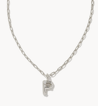 Load image into Gallery viewer, Kendra Scott Crystal Letter Short Pendant Necklace in Silver