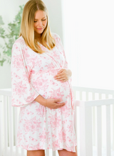 Load image into Gallery viewer, Pink Garden Toile Bamboo Robe