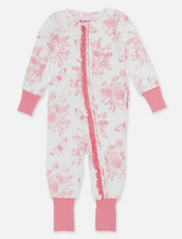 Load image into Gallery viewer, Pink Garden Toile Footie Pajama