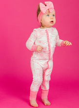 Load image into Gallery viewer, Pink Garden Toile Footie Pajama
