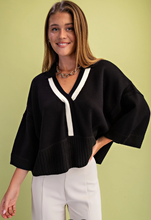 Load image into Gallery viewer, Contrast V-neck Sweater