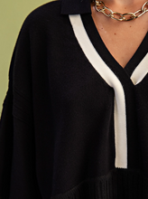 Load image into Gallery viewer, Contrast V-neck Sweater