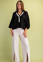 Load image into Gallery viewer, Contrast V-neck Sweater