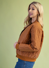 Load image into Gallery viewer, Walnut Quilted Bomber Jacket