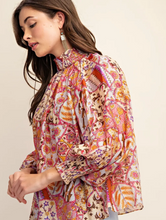 Load image into Gallery viewer, Patchwork High-Neck Blouse