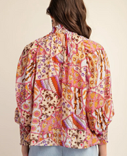 Load image into Gallery viewer, Patchwork High-Neck Blouse