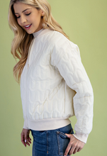 Load image into Gallery viewer, Ivory Quilted Bomber Jacket