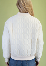 Load image into Gallery viewer, Ivory Quilted Bomber Jacket