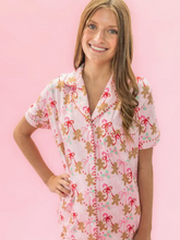 Load image into Gallery viewer, Gingerbread Bow Pajama Set