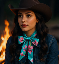 Load image into Gallery viewer, Turquoise Floral Scarf