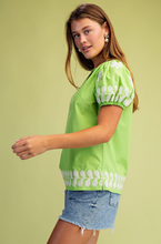 Load image into Gallery viewer, Embroidered Green Top