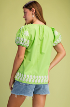 Load image into Gallery viewer, Embroidered Green Top