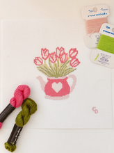 Load image into Gallery viewer, Heart Flower Teapot Needlepoint Canvas