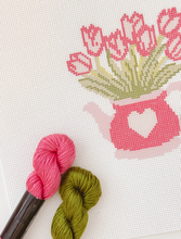 Load image into Gallery viewer, Heart Flower Teapot Needlepoint Canvas