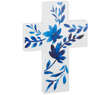 Load image into Gallery viewer, Blue Floral Cross