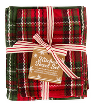 Load image into Gallery viewer, Boughs of Holly Plaid Kitchen Towel Set