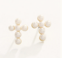 Load image into Gallery viewer, Spartina Pearl Cross Studs