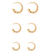 Load image into Gallery viewer, Gold Ball Hoop Earrings