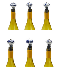 Load image into Gallery viewer, Blue and White Hand Painted Bottle Stopper