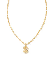 Load image into Gallery viewer, Kendra Scott Crystal Letter Short Pendant Necklace in Gold