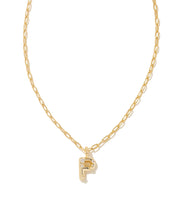 Load image into Gallery viewer, Kendra Scott Crystal Letter Short Pendant Necklace in Gold
