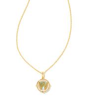 Load image into Gallery viewer, Kendra Scott Gold Letter Disc Pendant In Iridescent Abalone