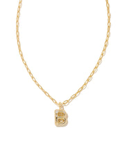 Load image into Gallery viewer, Kendra Scott Crystal Letter Short Pendant Necklace in Gold