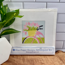 Load image into Gallery viewer, Bicycle with Pink Flowers Needlepoint Kit
