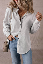 Load image into Gallery viewer, Stripe Roll-tab Sleeve Pocketed Long Shirt