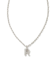 Load image into Gallery viewer, Kendra Scott Crystal Letter Short Pendant Necklace in Silver